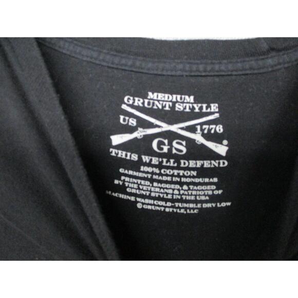 Grunt Style Black Skull Patriotic Graphic Short Sleeve TShirt Men Size Medium - Picture 5 of 9